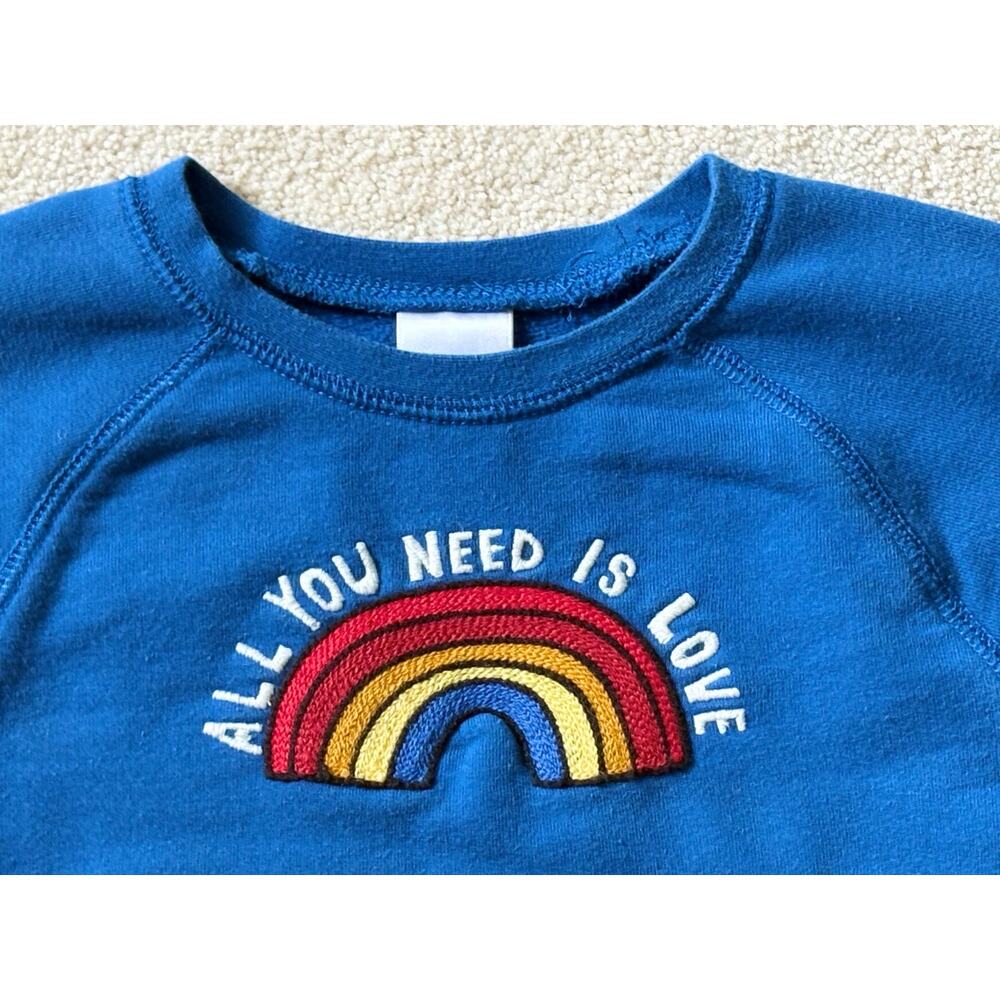 Hanna Andersson French Terry Blue Love Rainbow Sweatshirt Unisex Toddler Size 3 - Picture 5 of 9